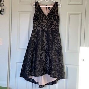 Black lace overlay high low cocktail dress 👗